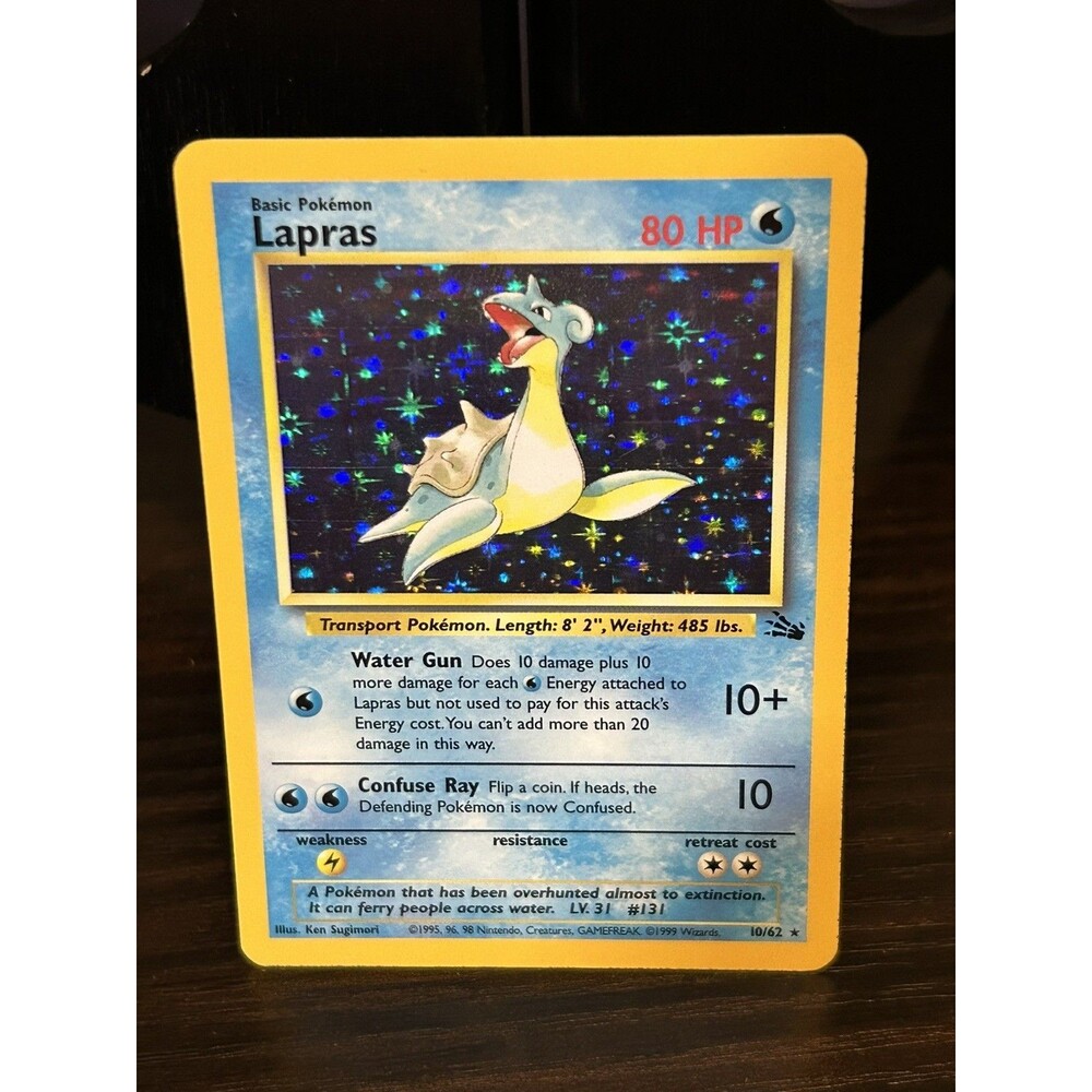 1999 Pokemon Fossil Lapras 10/62 Holo Rare Unlimited WOTC Vintage TCG Card MP